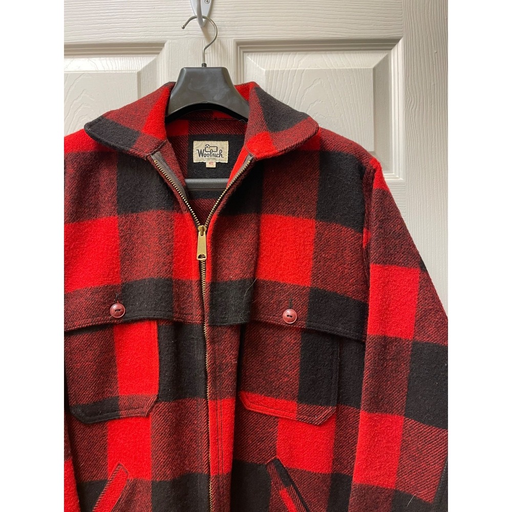 VTG Woolrich Men's 40 Woolen Mills Plaid Buffalo Mackinaw Full Zip Jacket 1950's